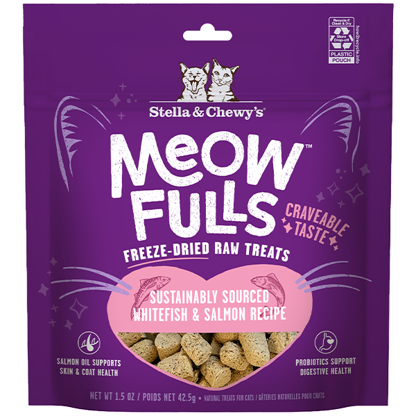 Stella&amp;Chewys Cat Treats Meowfulls Whitefish &amp; Salmon 1.5 oz