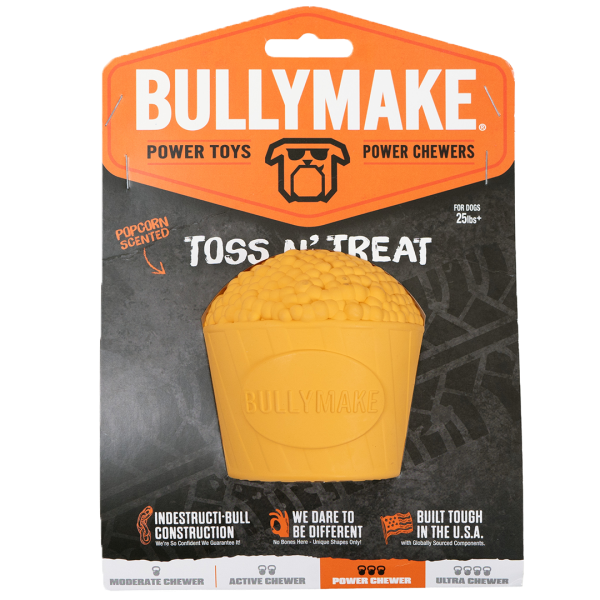 Bullymake Dog Toy Toss n&#39; Treat Rubber Popcorn Scented