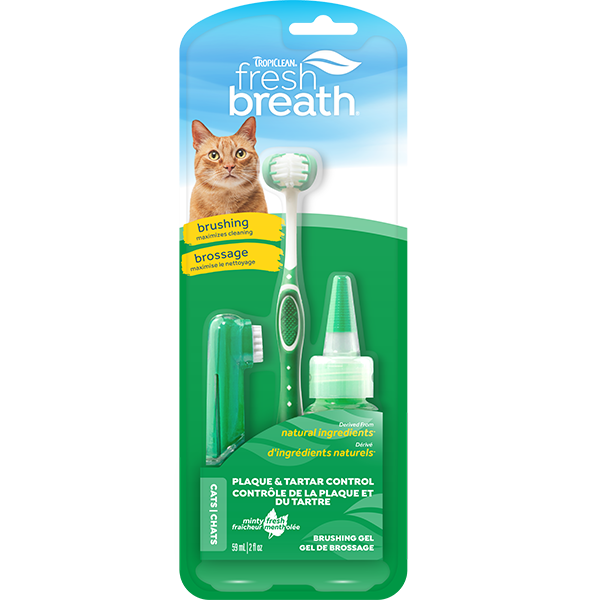 TropiClean Fresh Breath Oral Care Brushing Kit for Cats 2oz