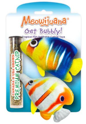Meowijuana "Get Bubbly" 2pk Tropical Fish Refillable Catnip Toy