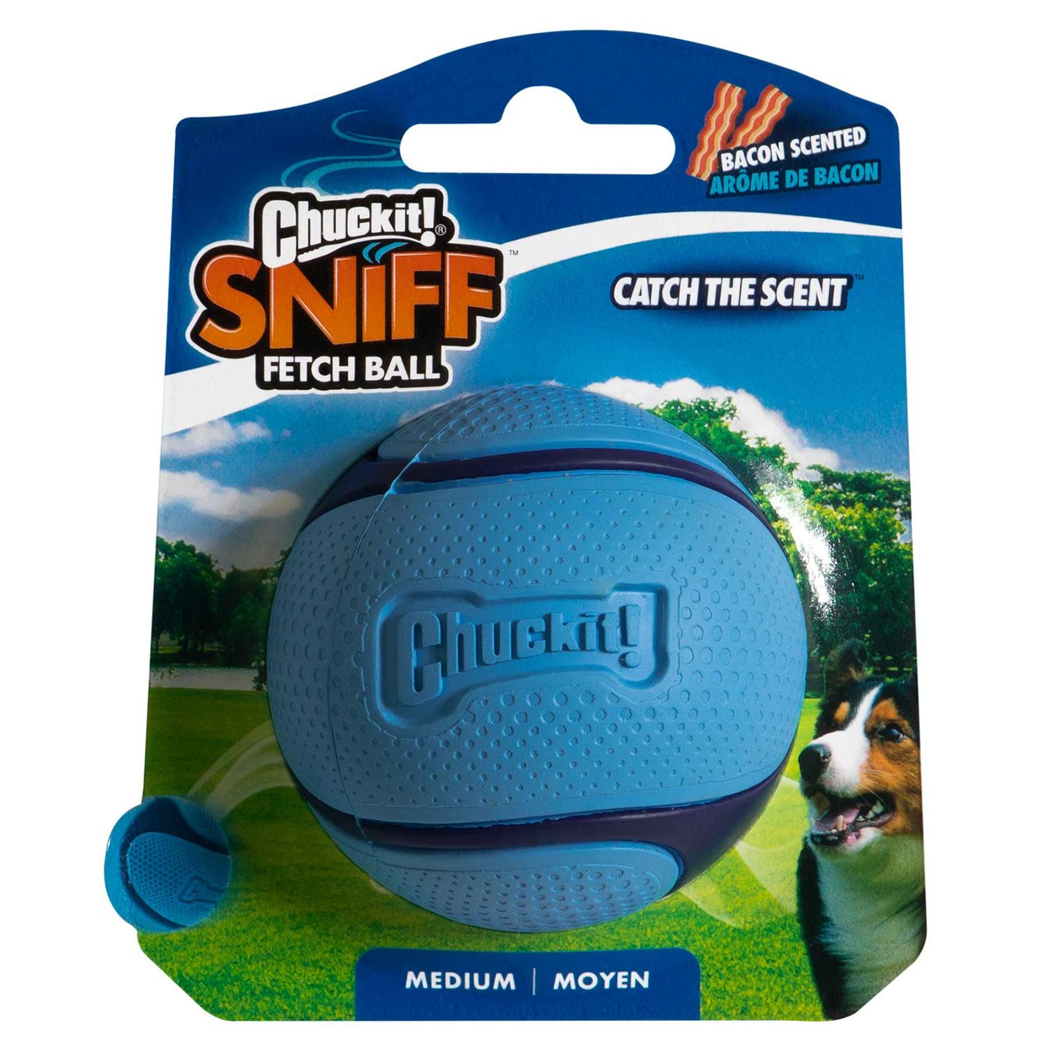 Chuckit Sniff Fetch Ball Bacon - Medium