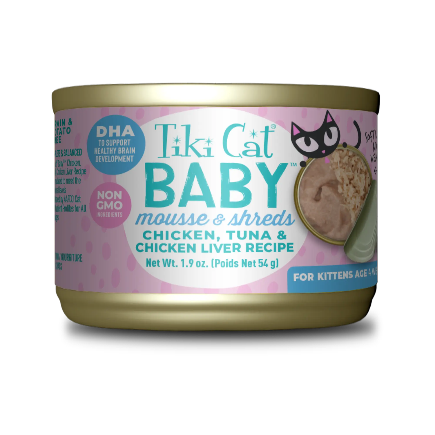 Tiki Cat Baby Chicken Tuna & Chkn Liver Mousse&Shrds 1.9oz