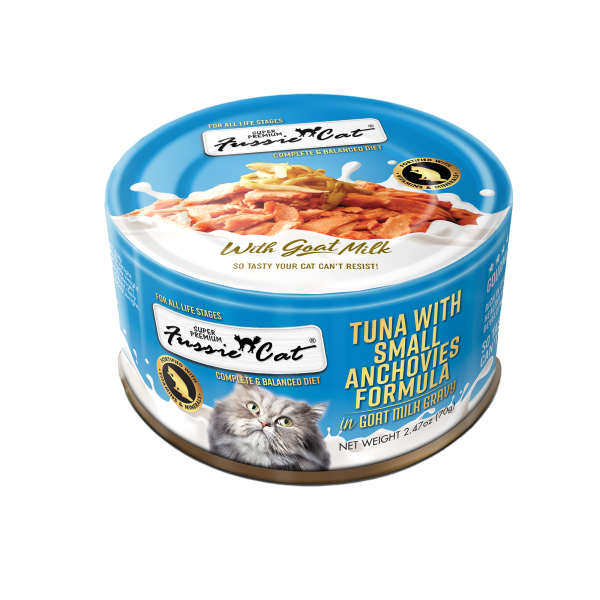 Fussie Cat Premium Tuna w/SmAnchovies in Goat Milk 2.4oz