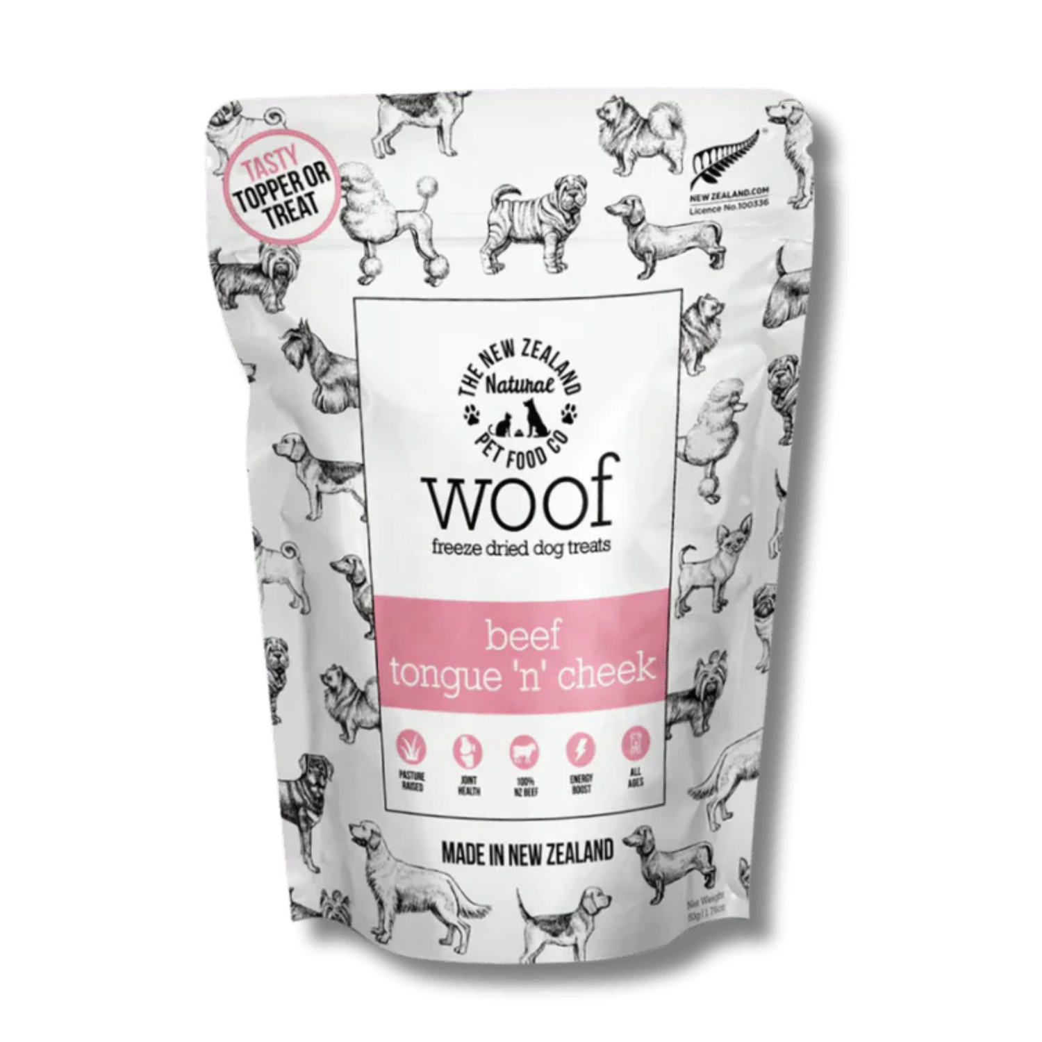 Woof Beef Tongue 'n' Cheek Treats - 50g