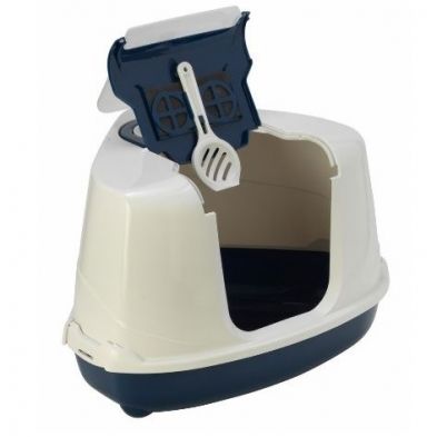 Moderna Flip Cat Corner Hood Litter Pan - Blue Berry