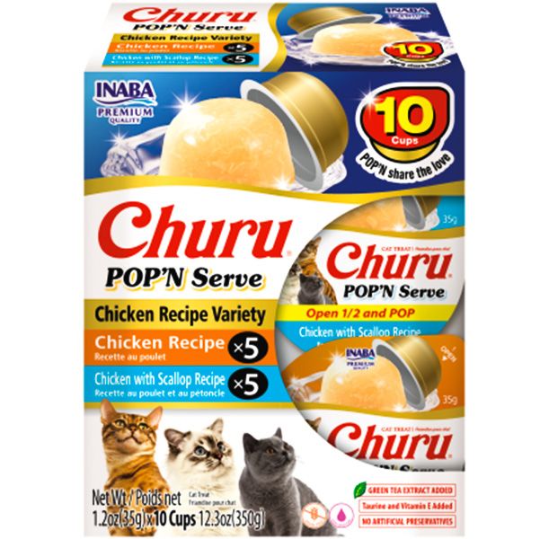 INABA Churu Pop'n Serve Chicken Variety BOX 10pk 12.3oz