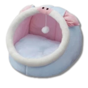 One for Pets - Plush SemiEnclosed Blue Piggy bed