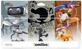 Nintendo Amiibo- Super smash bros R.O.B. - Mr. game and watch - Duck Hunt