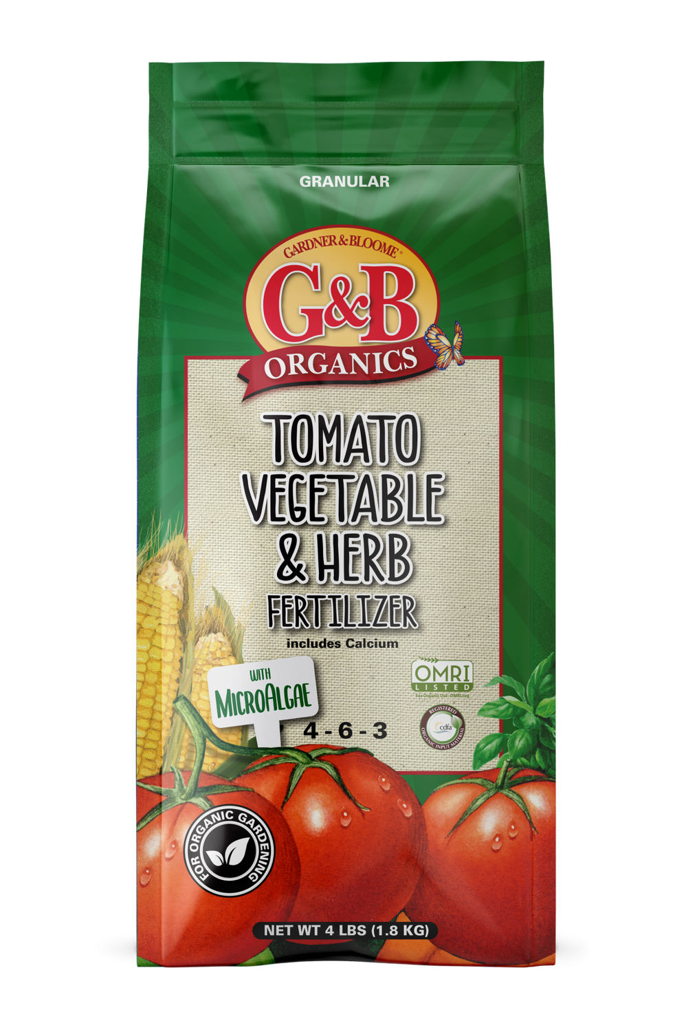 Tomato, Vegetable &amp; Herb Fertilizer with MicroAlgae (4-6-3), Size: 12lb