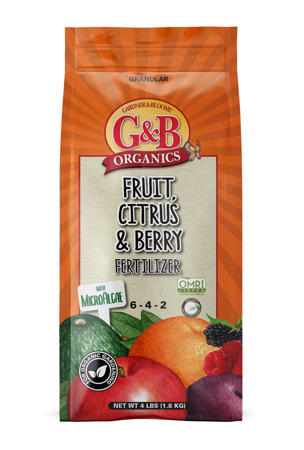 Fruit, Citrus &amp; Berry Fertilizer with MicroAlgae (6-4-2), Size: 4lb