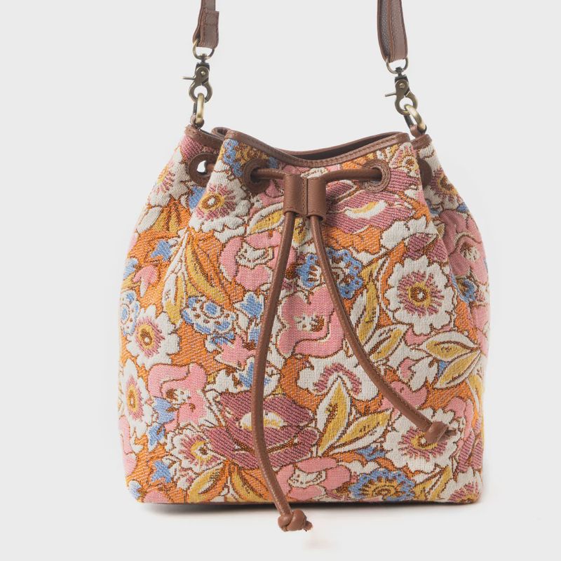 Pastel Desert Sunrise Bucket Bag In Brown