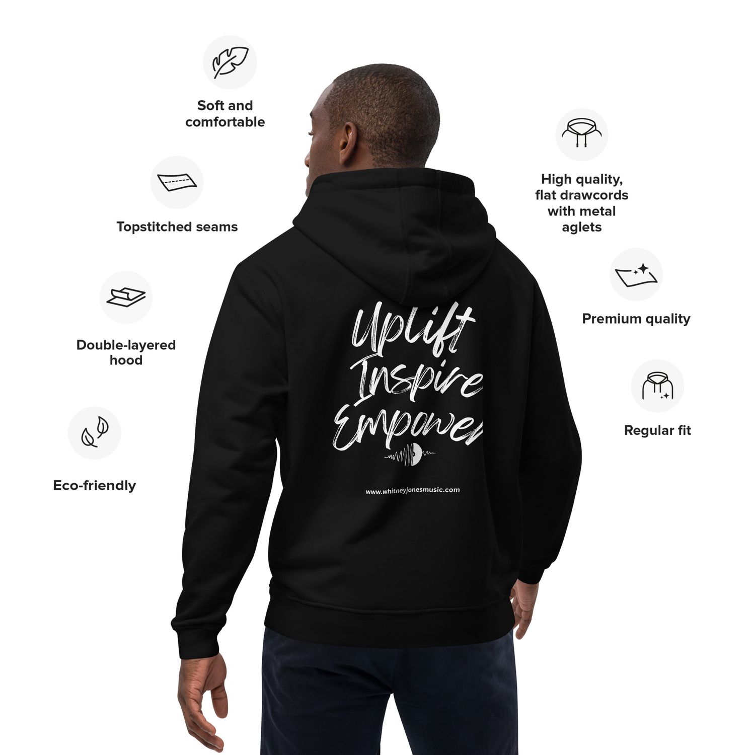 Uplift, Inspire, &amp; Empower White Stitching hoodie