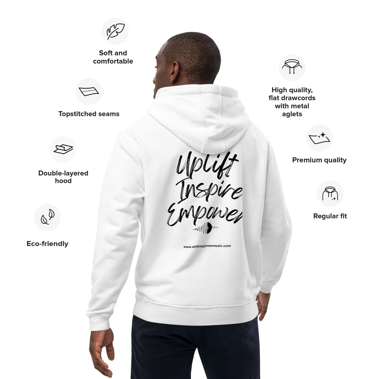 Uplift, Inspire, &amp; Empower White hoodie