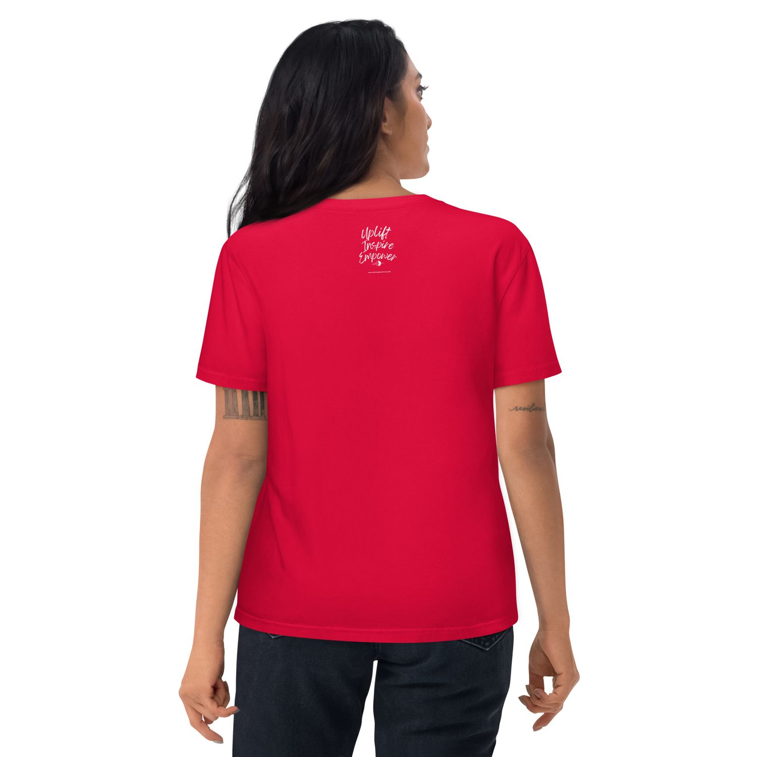Women&#39;s Uplift, Inspire, &amp; Empower organic cotton t-shirt