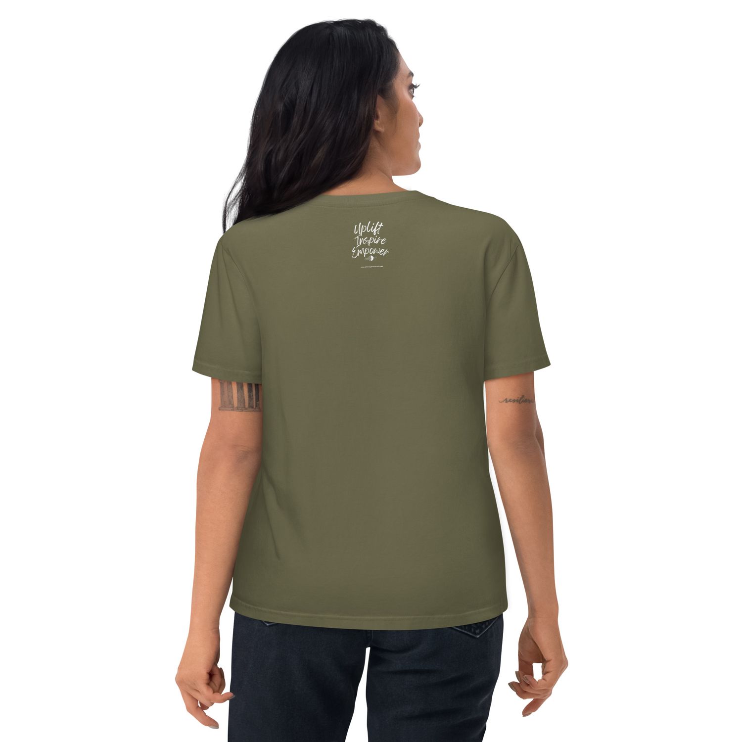 Women&#39;s Uplift, Inspire, &amp; Empower organic cotton t-shirt