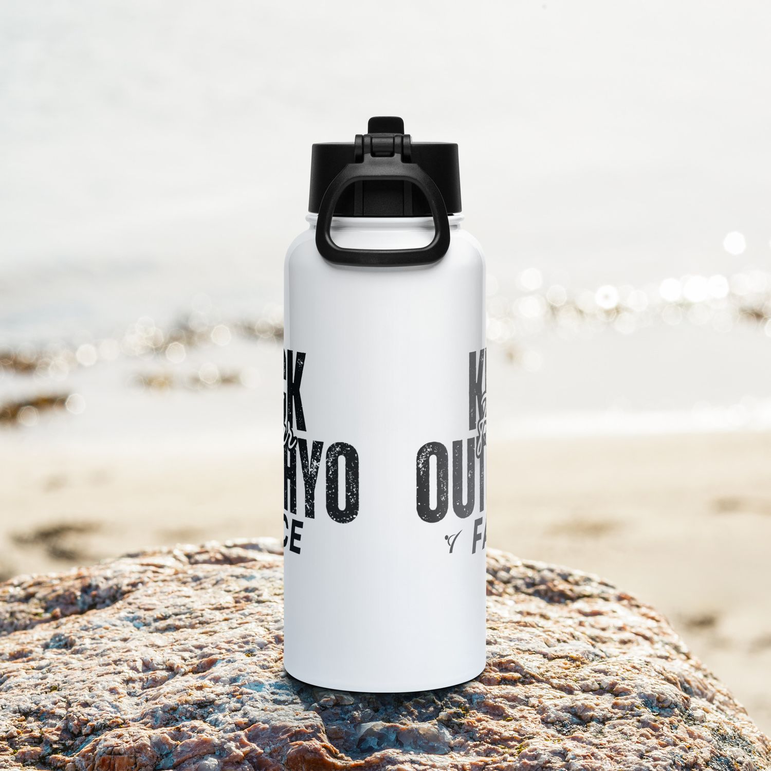 Kick Fear Outchyo Face Stainless steel water bottle with a straw lid