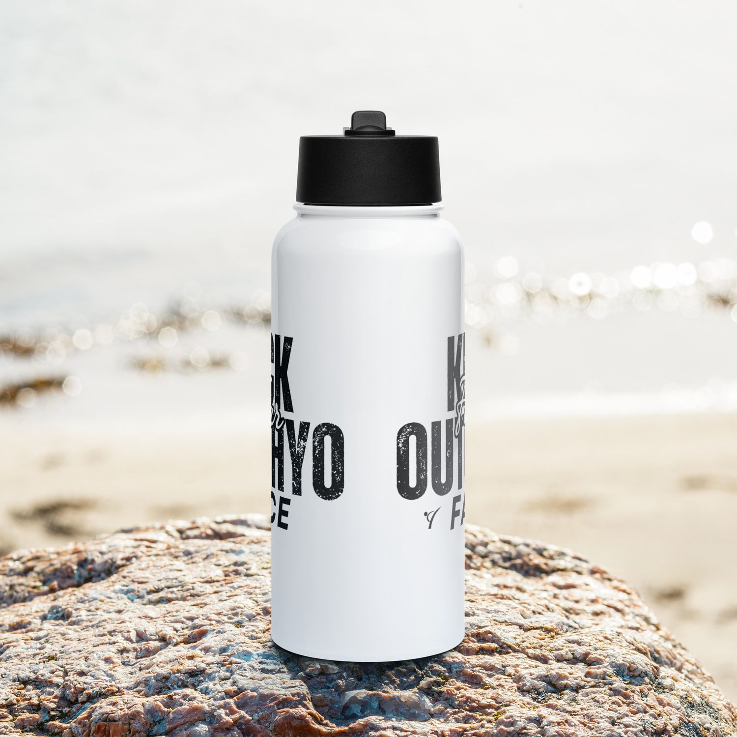 Kick Fear Outchyo Face Stainless steel water bottle with a straw lid