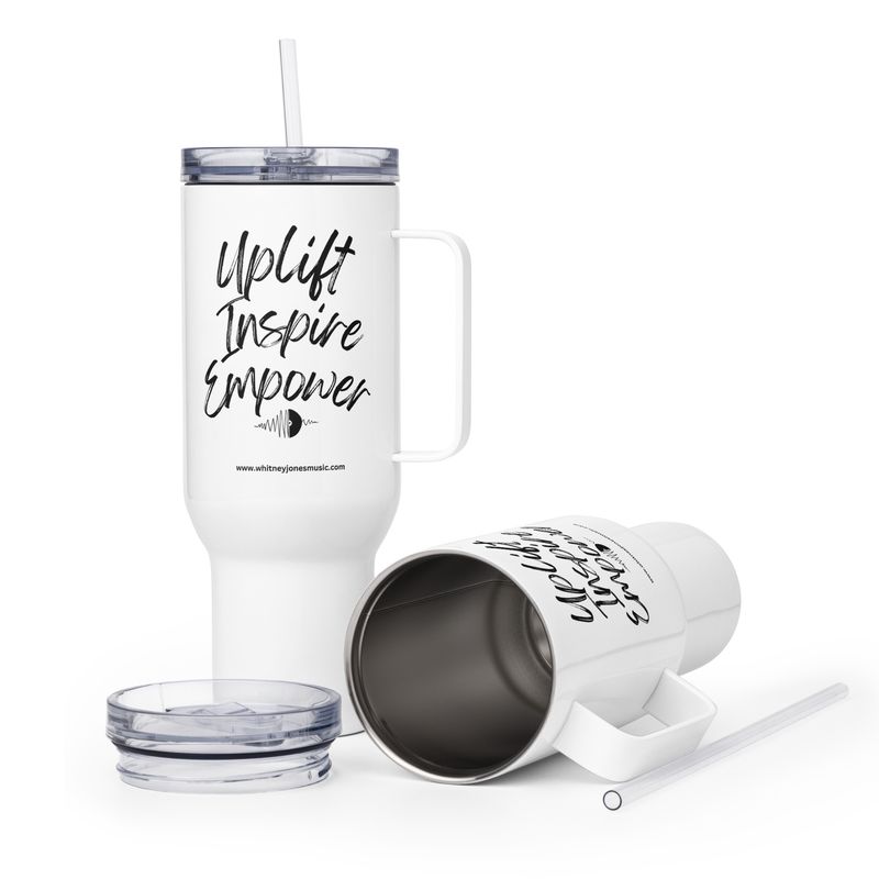 Uplift, Inspire, &amp; Empower Travel mug with a handle 40 oz