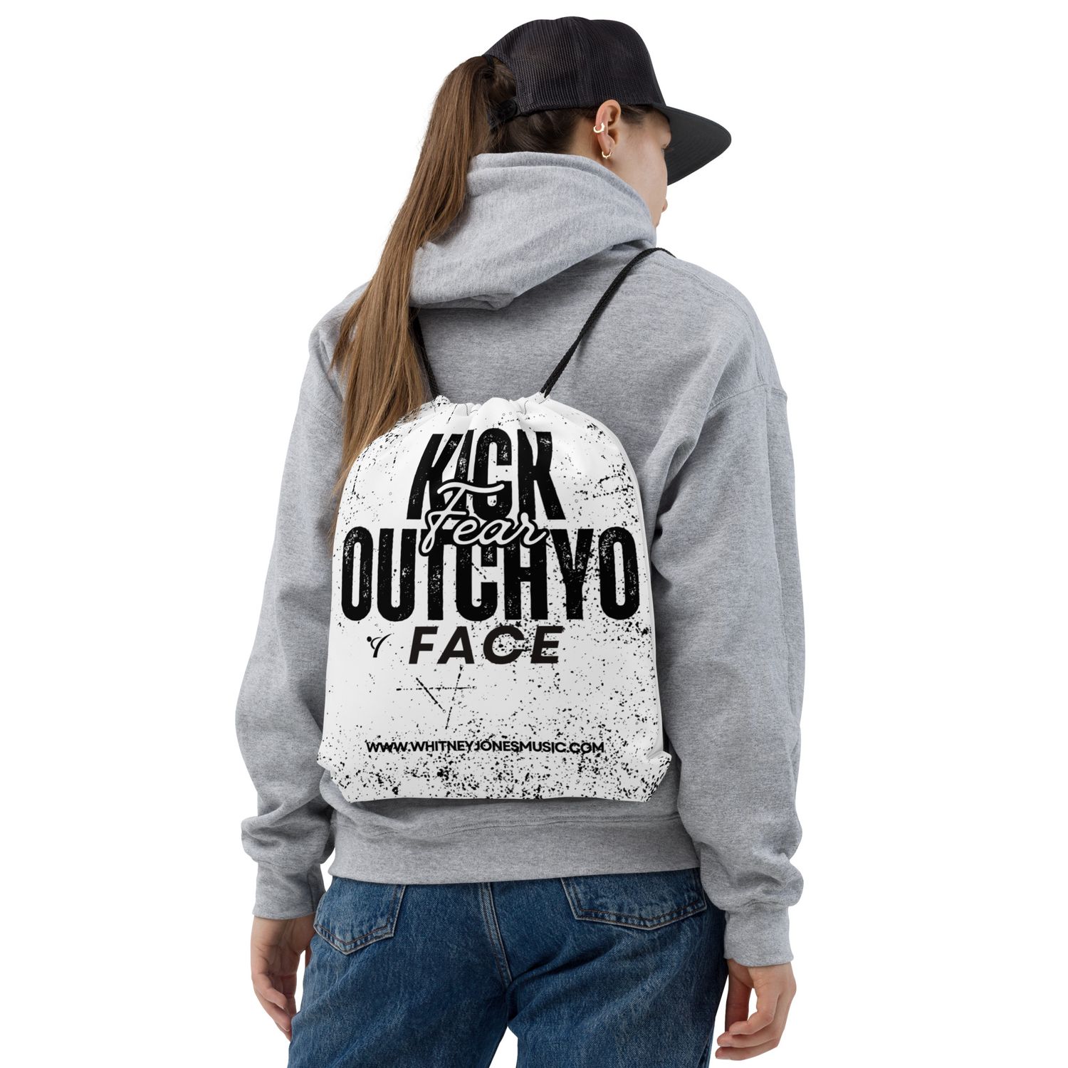 Kick Fear Outycho Face Drawstring bag