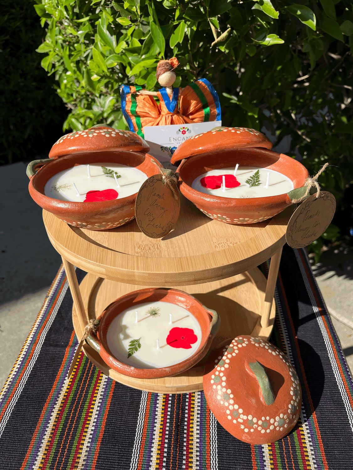 Peach Arroz Con Leche Clay Cazuela with Lid Candle