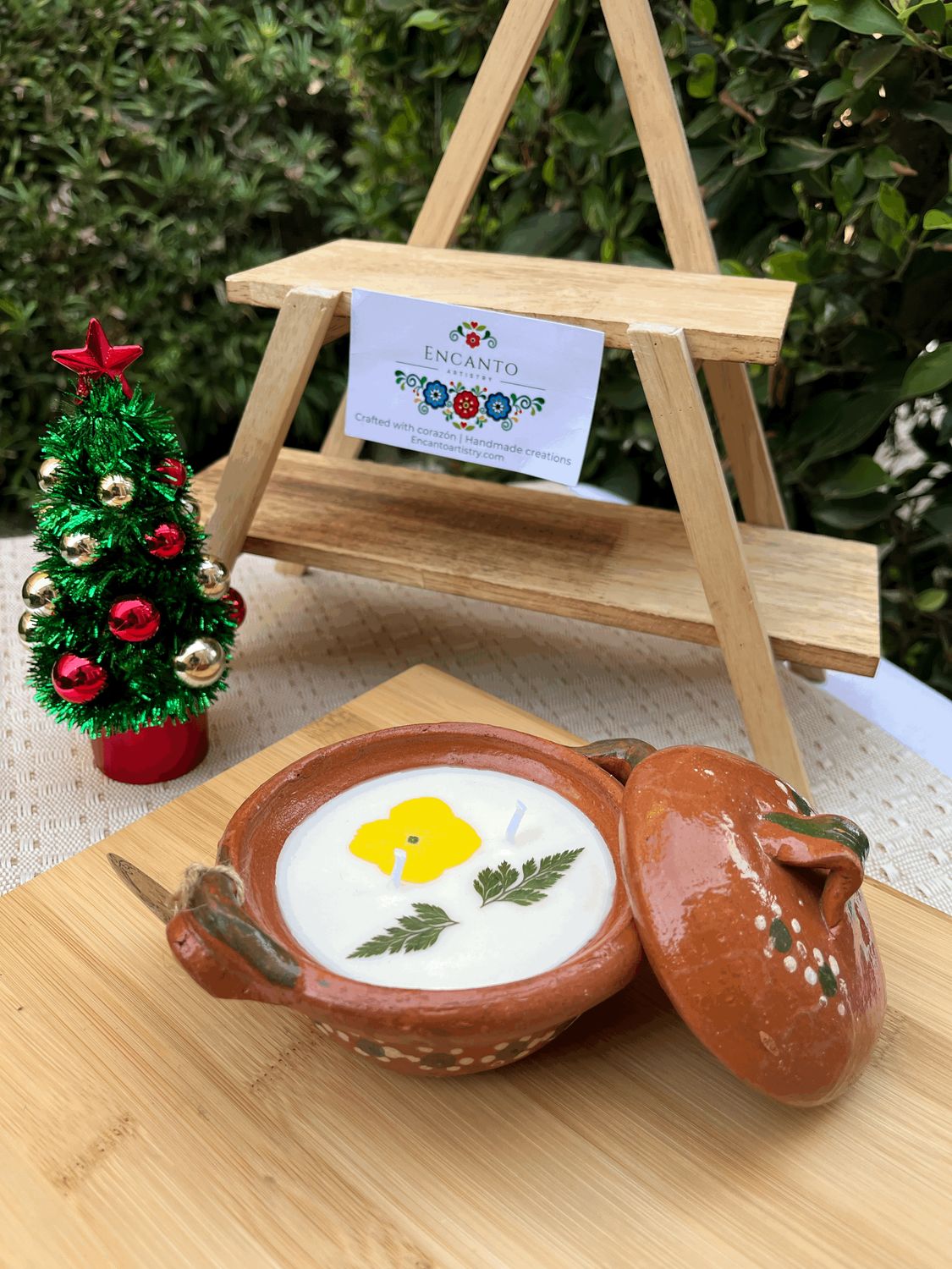 Peach Arroz Con Leche Clay Cazuela with Lid Candle