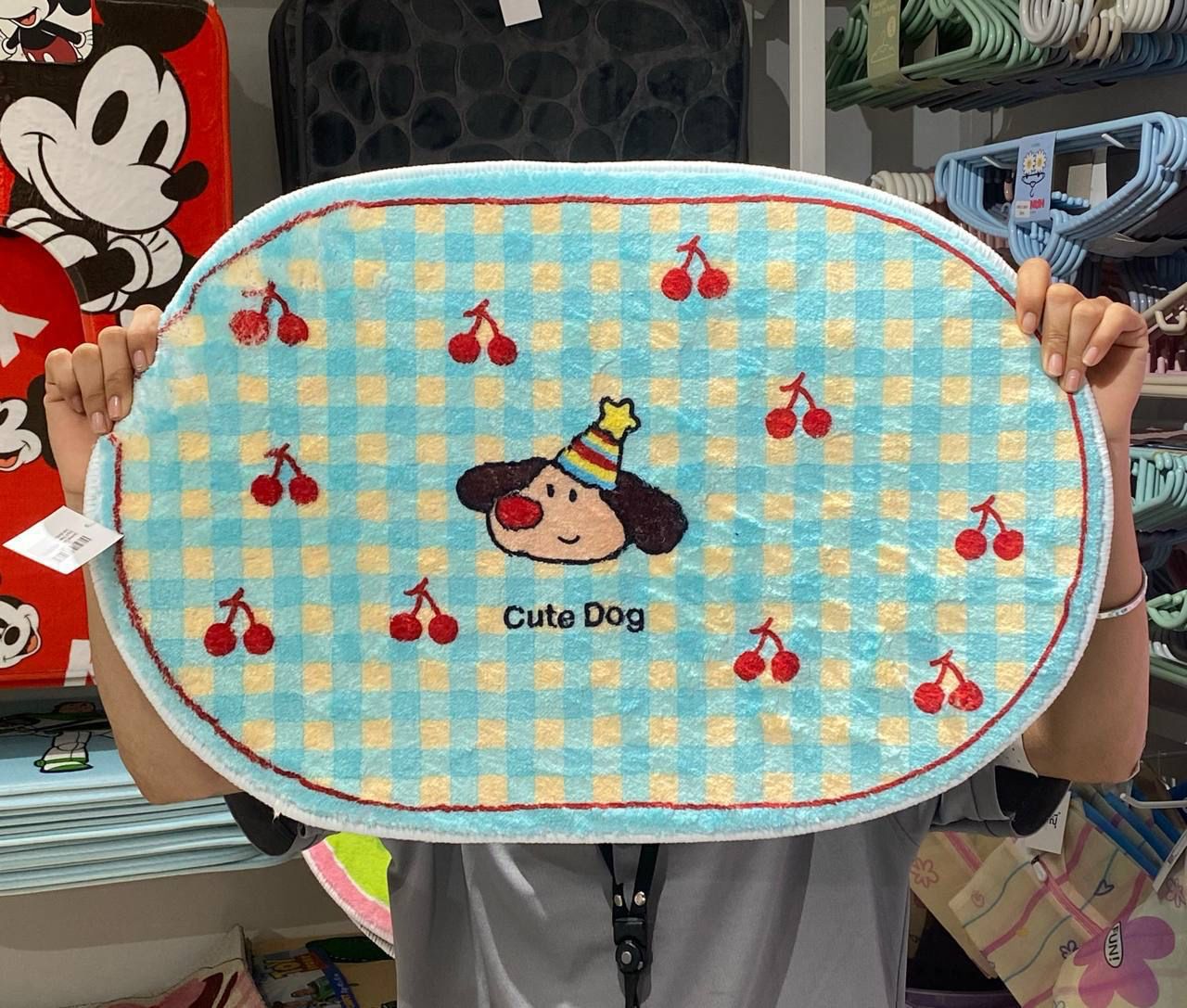 Doormat Cute Dog &amp; Cheery Oval 40x60cm