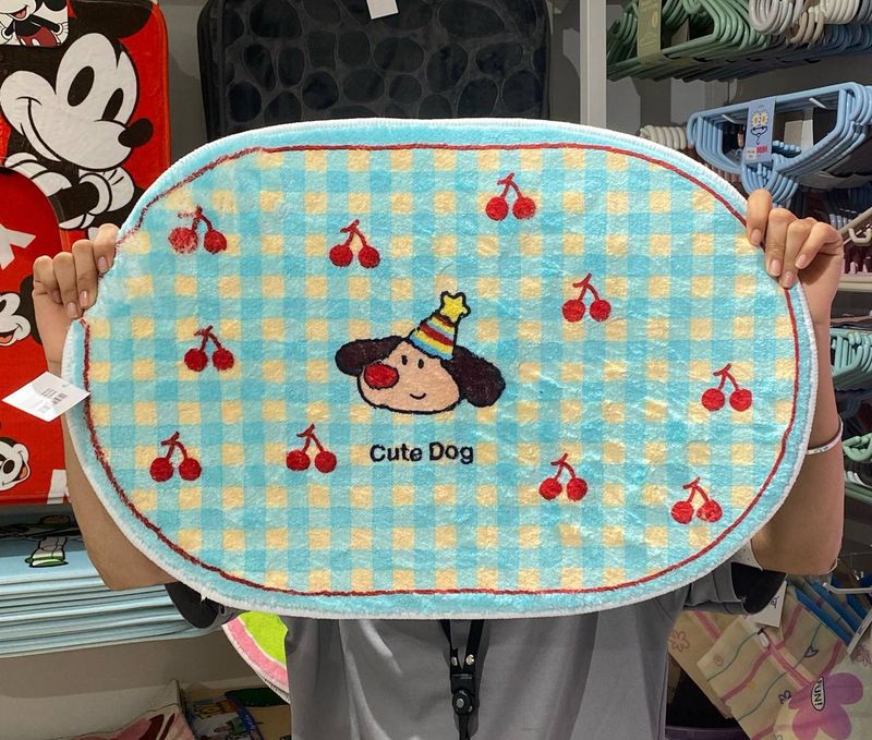 Doormat Cute Dog &amp; Cheery Oval 40x60cm