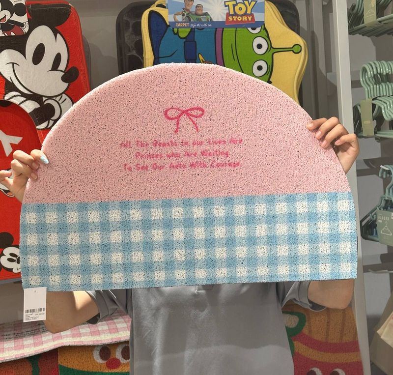 Ribbon Half Square Pattern Oval Floormat 40x60cm - 3colors
