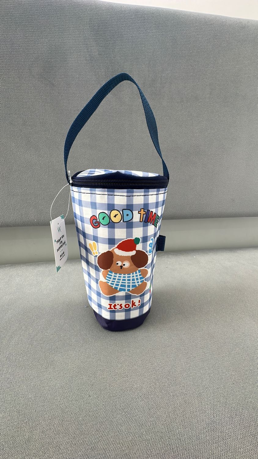 Bottle Bag - Navy Blue Puppy
