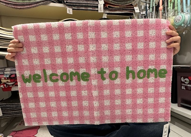 Welcome To Home Square Pattern Floormat 40x60cm - Pink