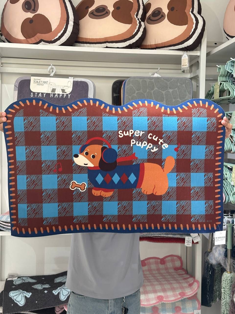 Blue Brown Karo Puppy Carpet 50x80cm JG-500 DEC01