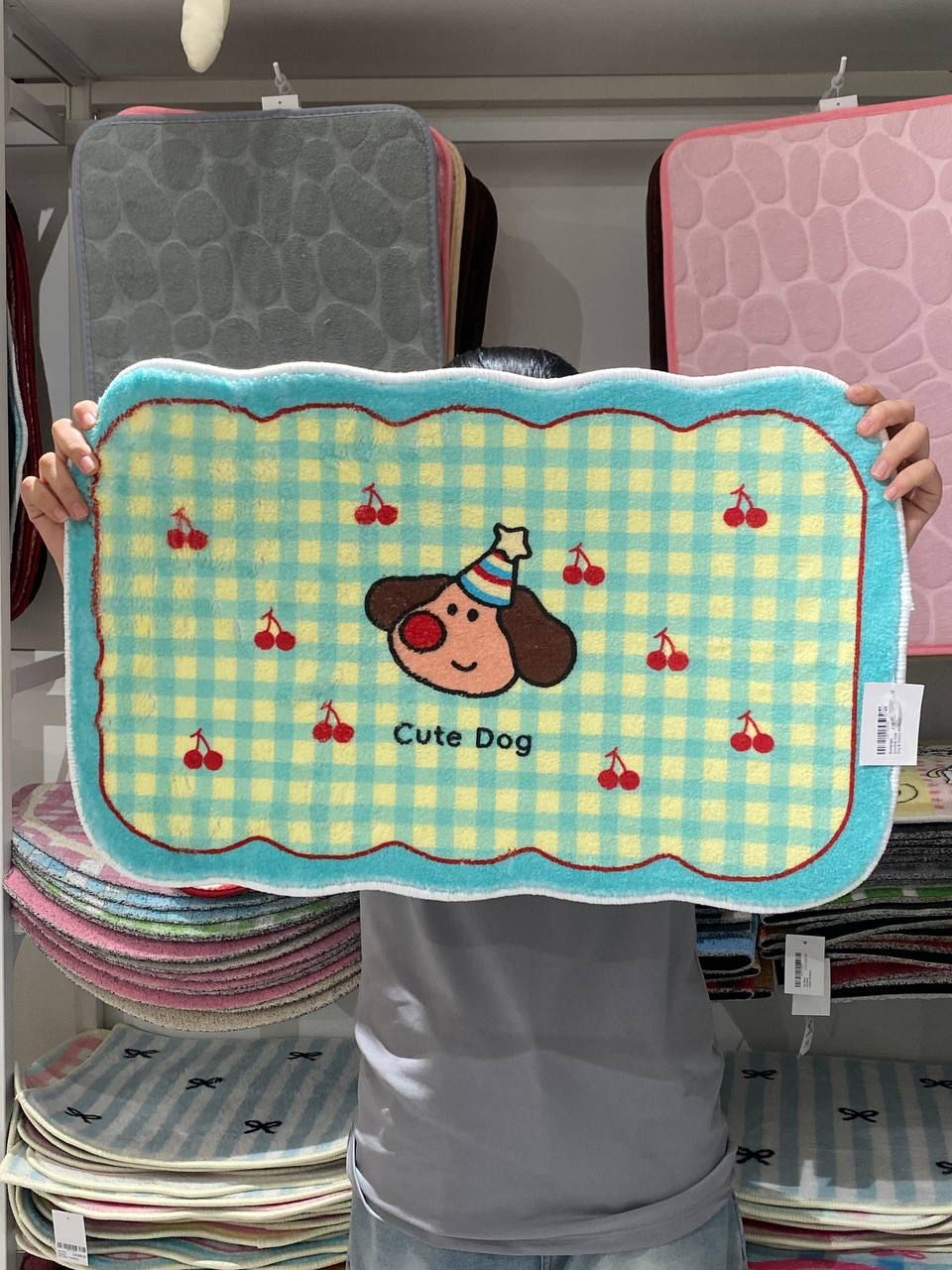 Rectangle Doormat Cute Dog &amp; Cheery 40x60cm