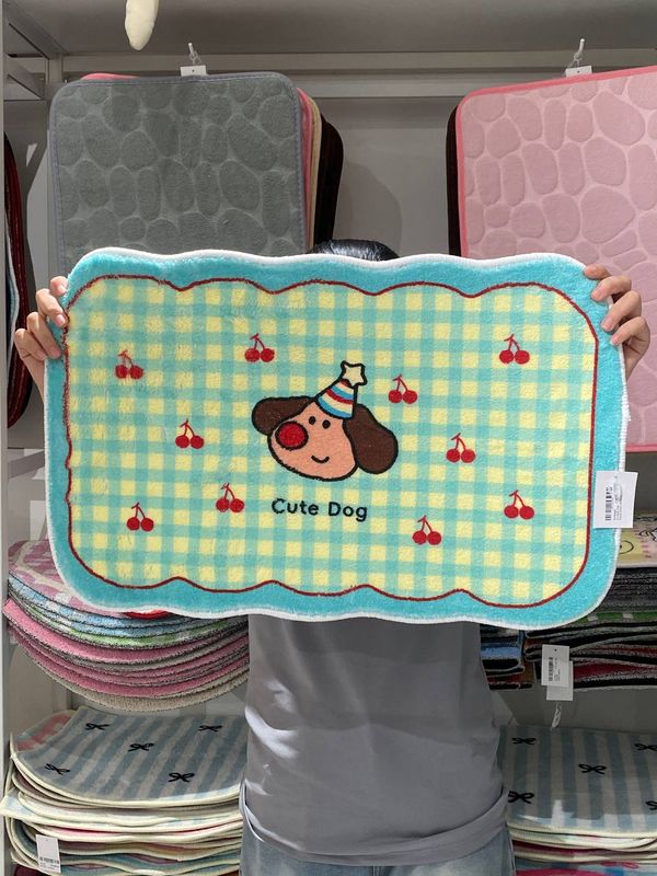 Rectangle Doormat Cute Dog &amp; Cheery 40x60cm