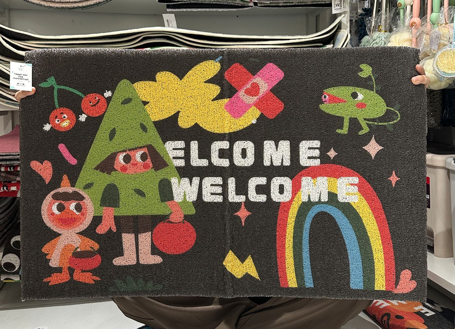 Black Welcome Welcome Floormat 50x80cm - Rainbow