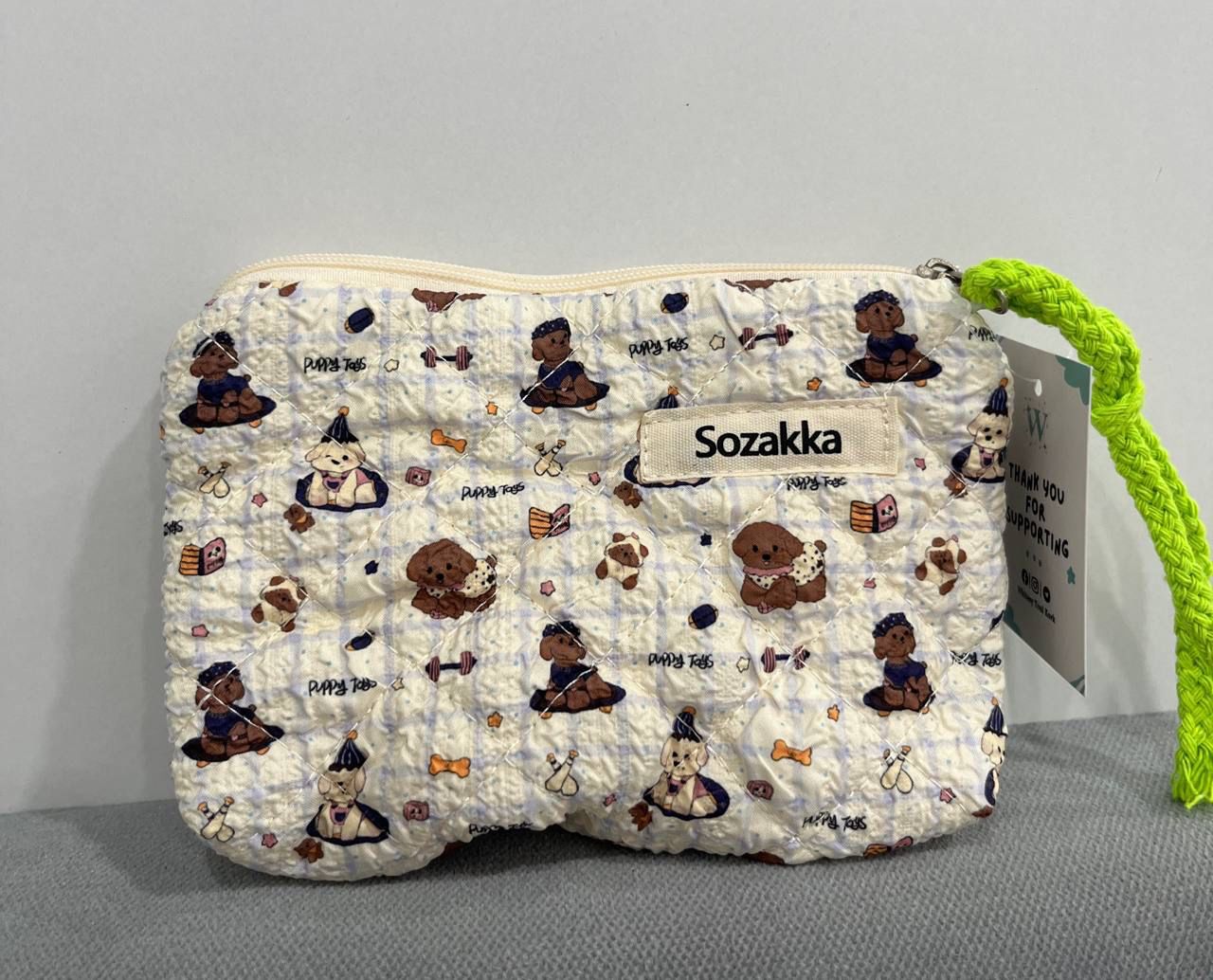 Karo Cream Blue Puppy Small Pouch