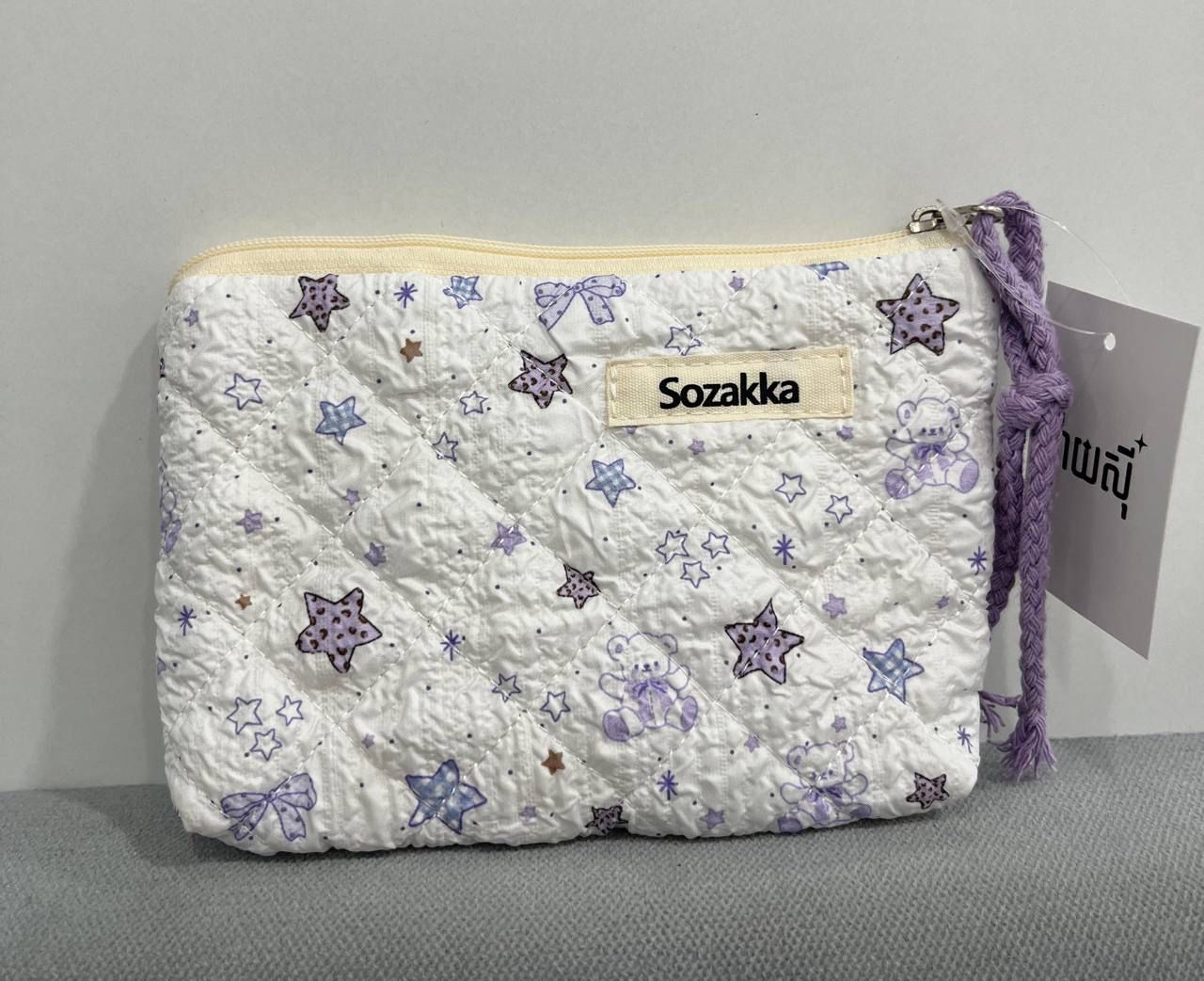 White Purple Star&amp;Bow Small Pouch