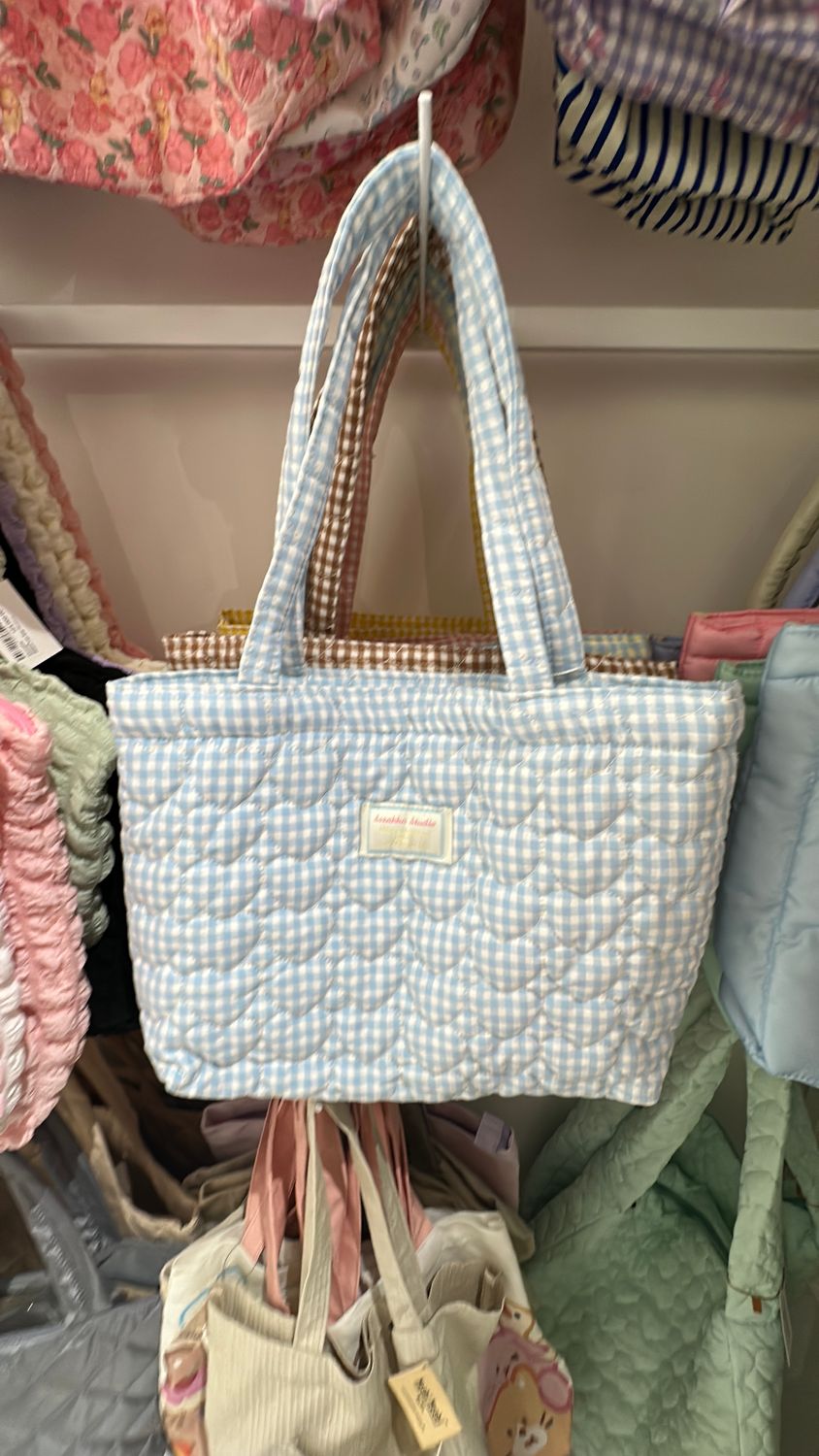 Karo Heart Shape Pattern Shoulder Bag - Blue