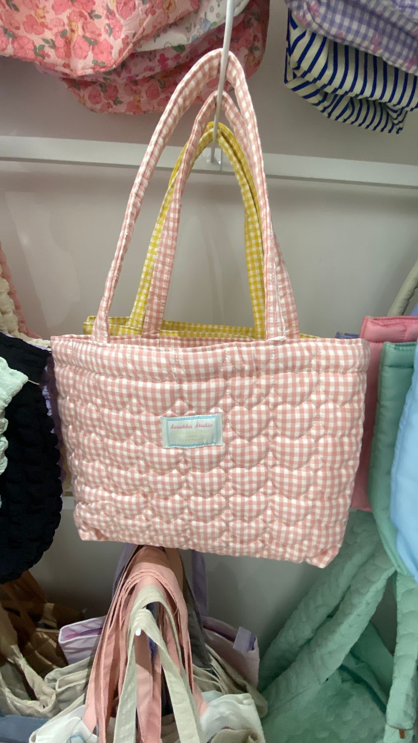 Karo Heart Shape Pattern Shoulder Bag - Pink