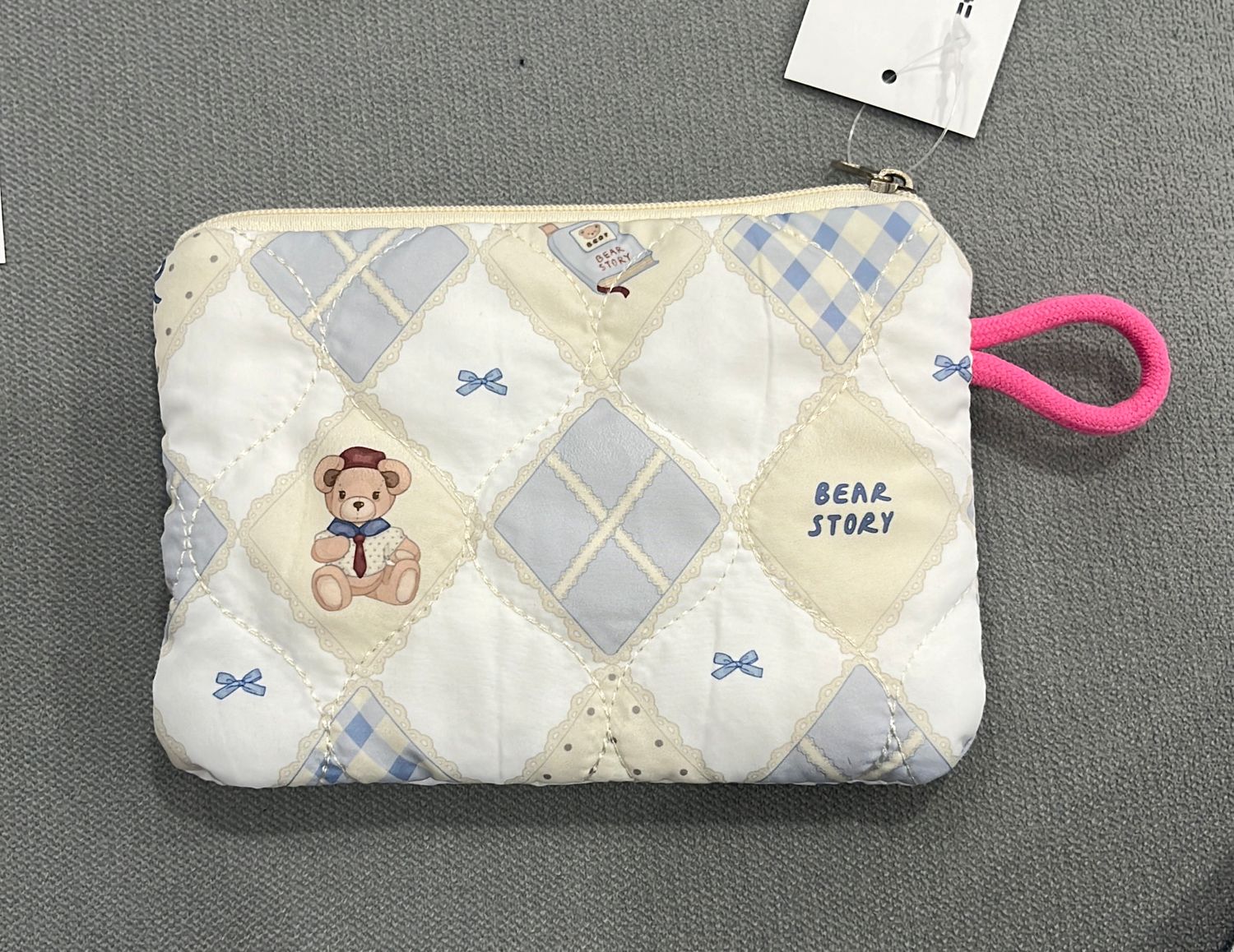 Karo Blue White Bow Bear Small Pouch