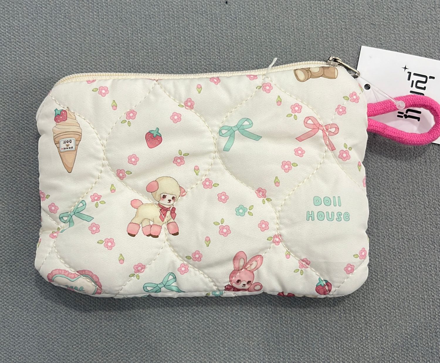 Soft White Floral Bow Cupcake Small Pouch
