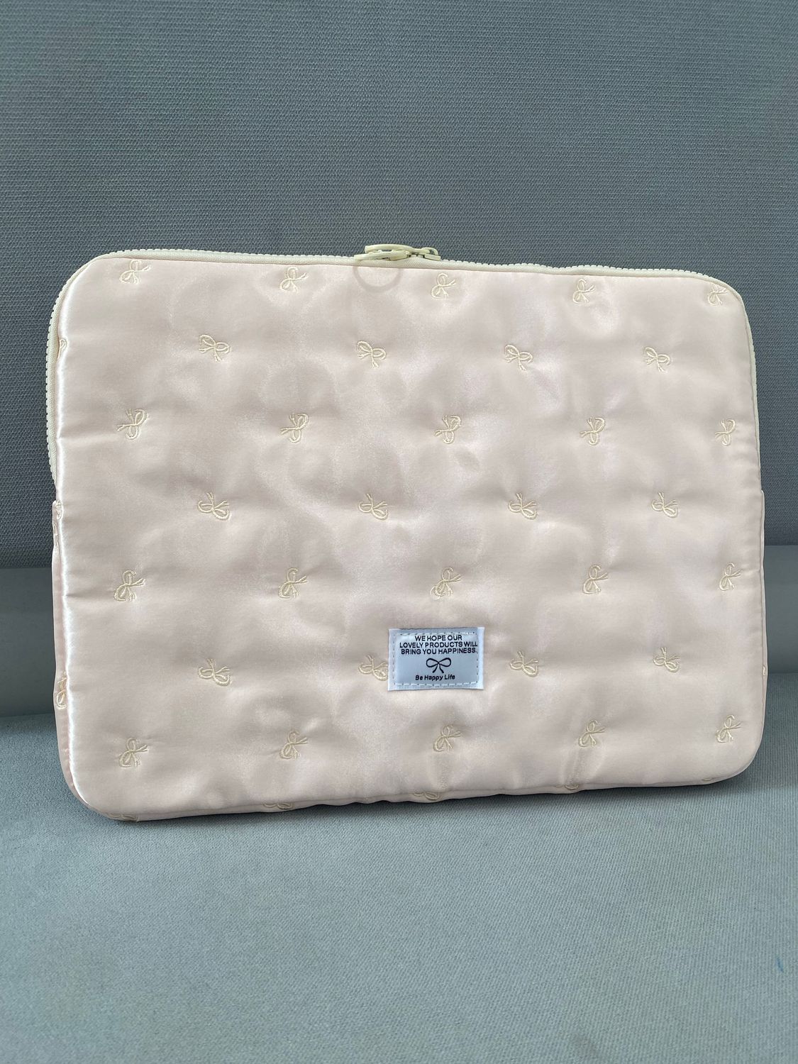 White Ribbon Laptop Bag 14 inches - Pink