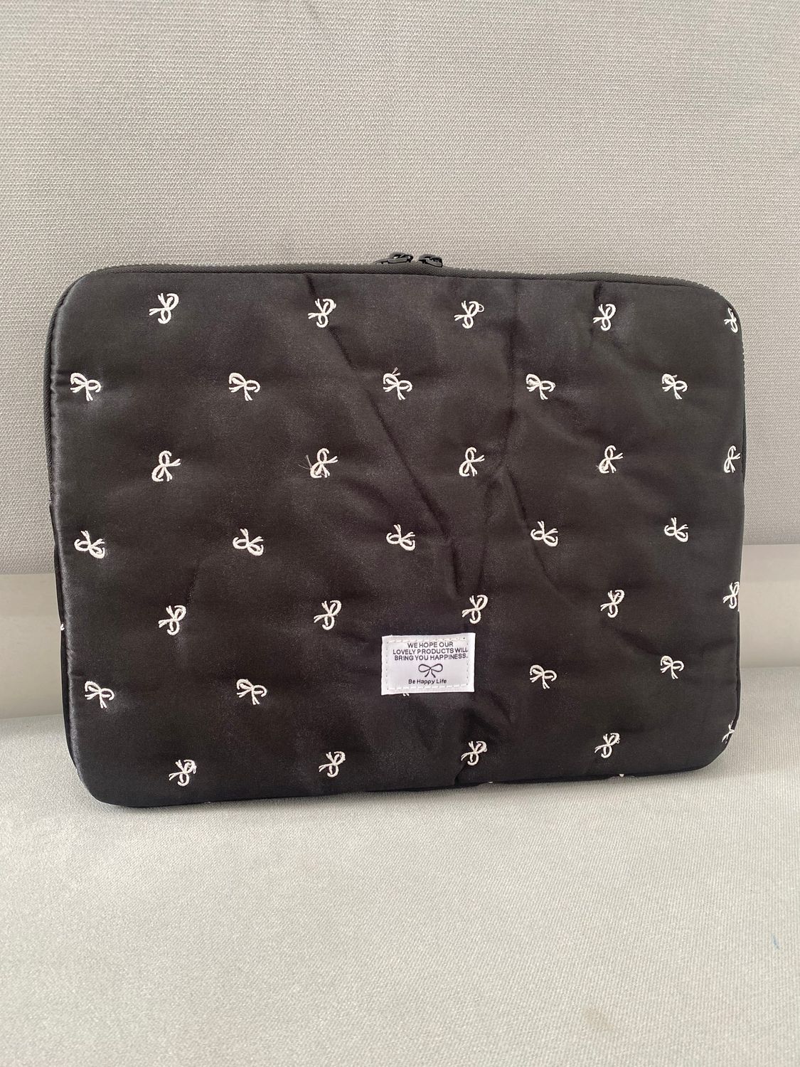 White Ribbon Laptop Bag 14 inches - Black