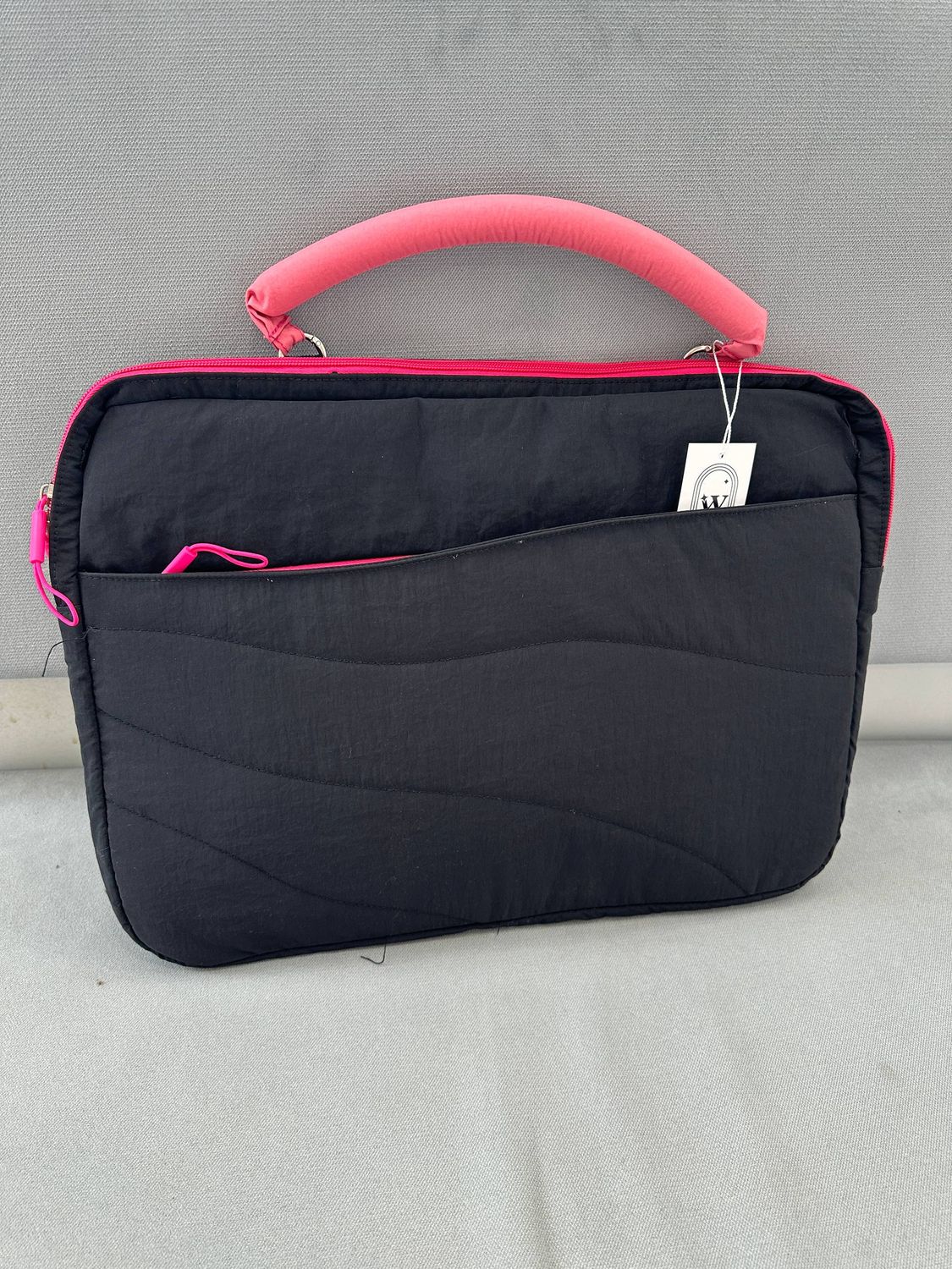15.6inches Wave Pattern Laptop Bag Black&amp;Pink