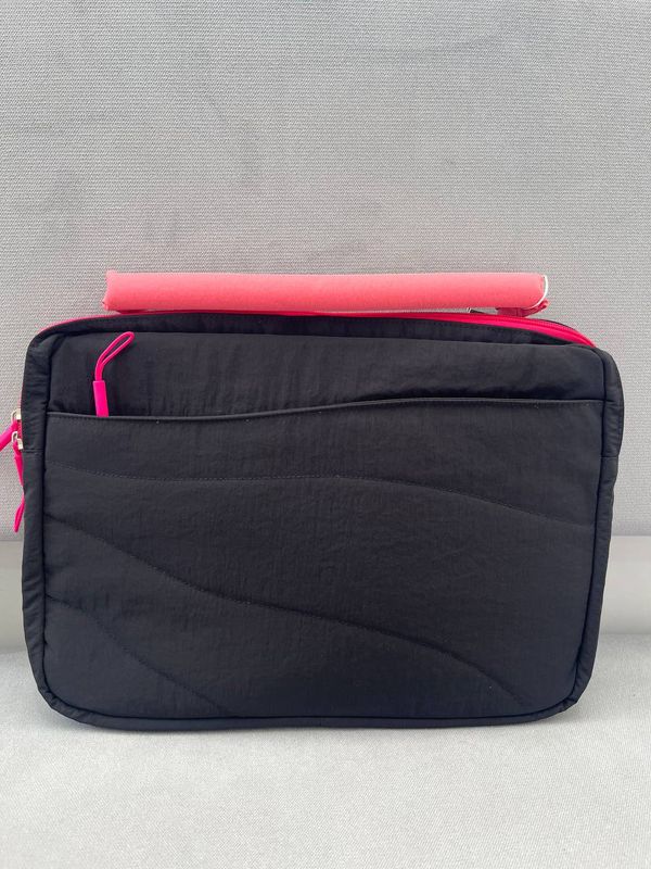14inches Wave Pattern Laptop Bag Black&amp;Pink