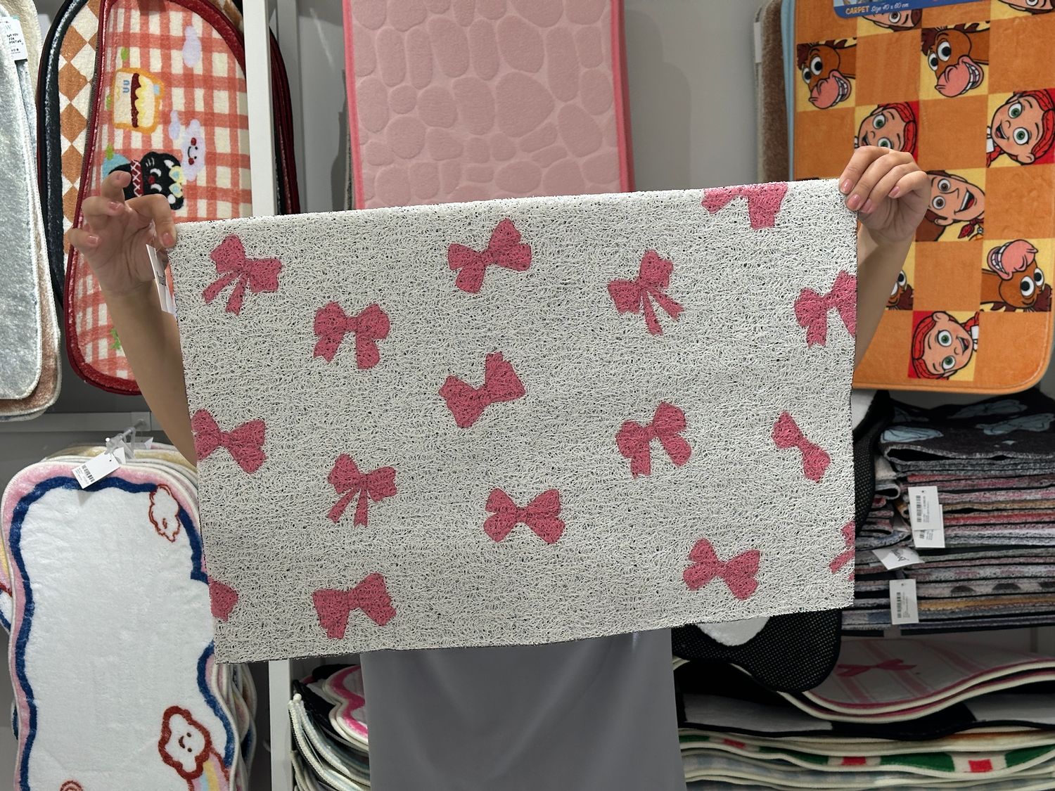 Mini Ribbon Bow Floormat 40x60cm - Pink White