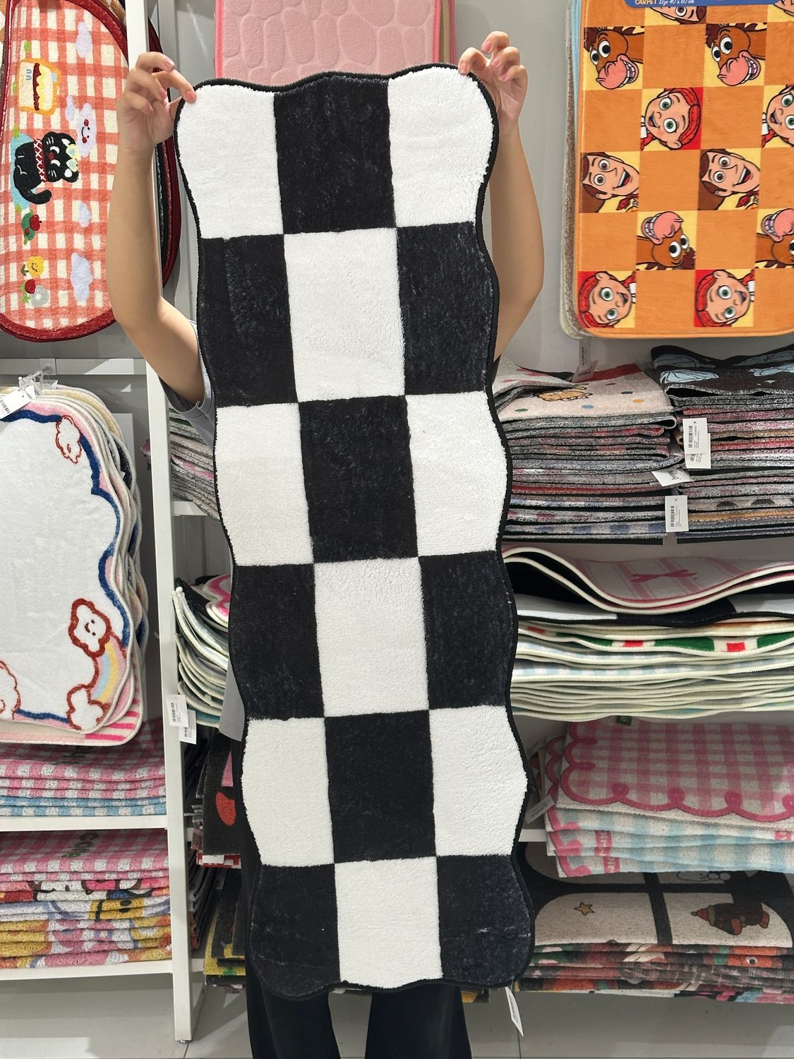 Black &amp; White Karo Floormat 40x120cm