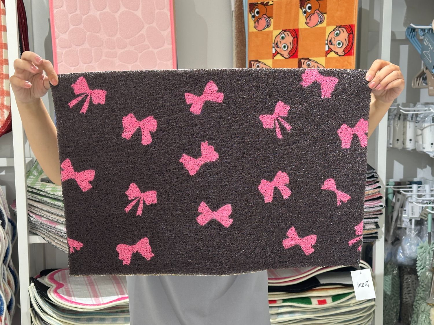 Mini Ribbon Bow Floormat 40x60cm - Pink Black