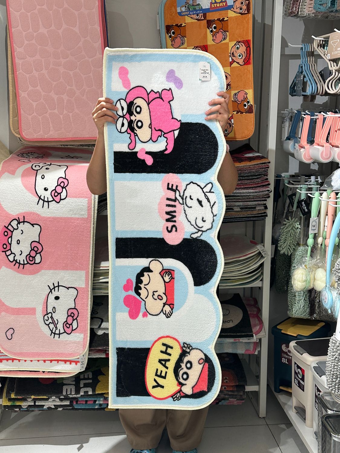 Large Curved Line Shinchan Doormat 40x100cm AP20 - Blue