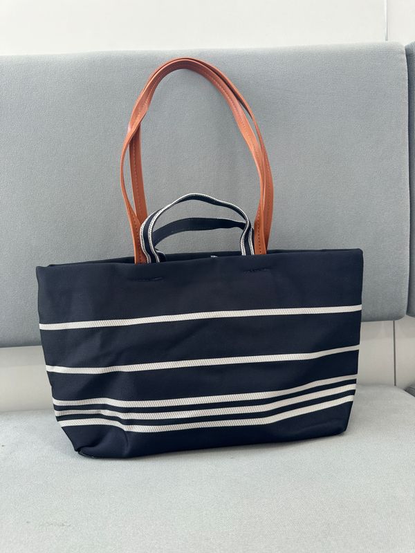 Medium White Striped Bag 8329 - Blue