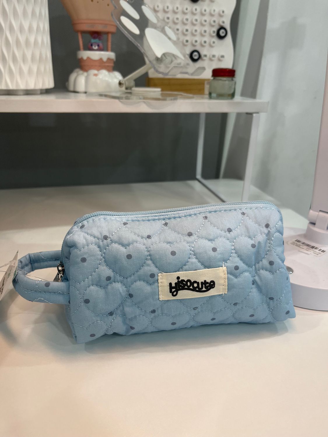Polka Dot Heart Shape Pattern M Pouch - Blue